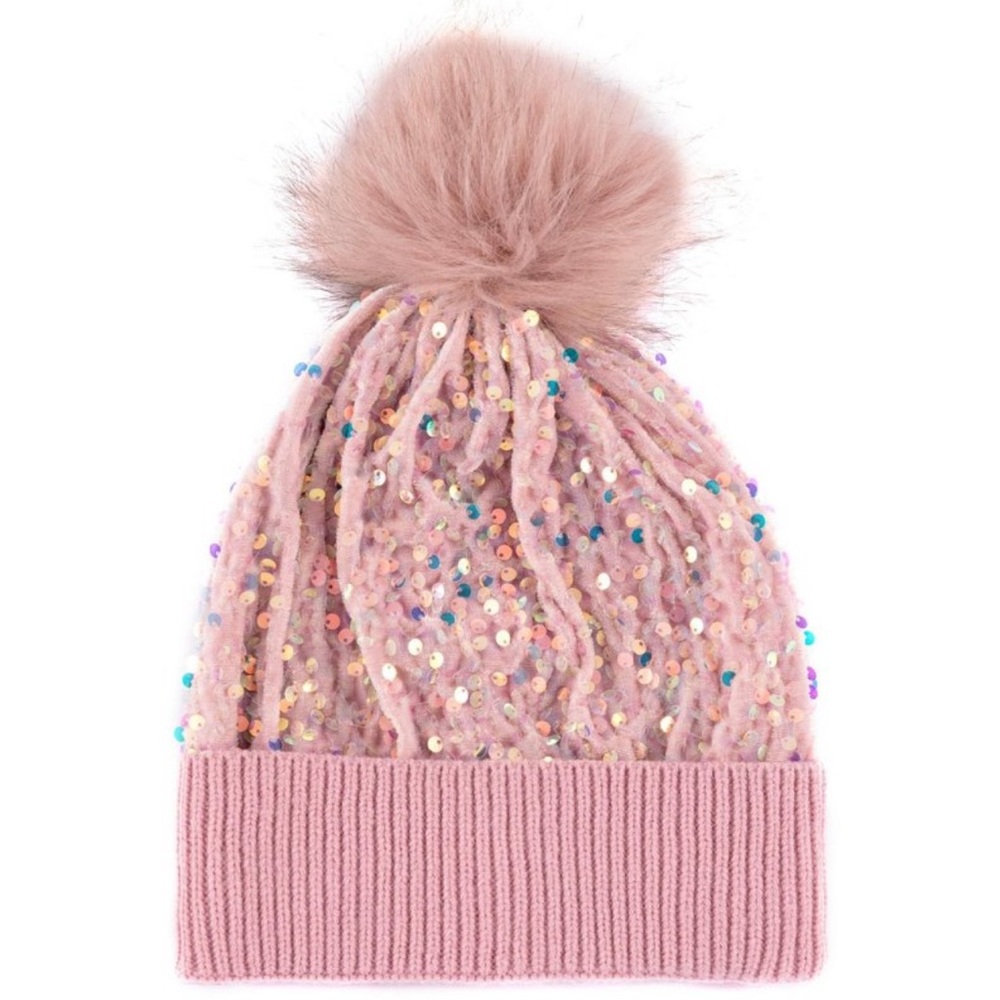 Shiraleah Pink Sequin Beanie NWT